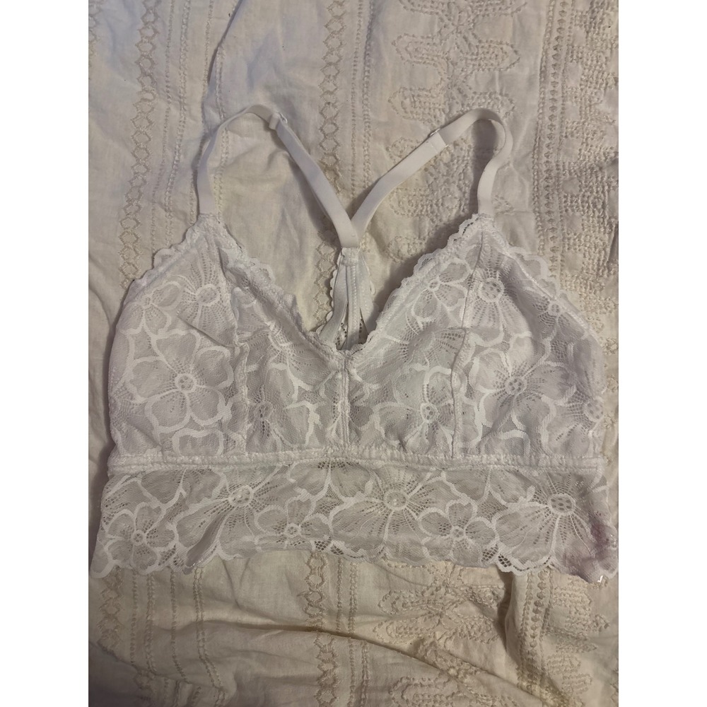 No Boundaries‎ White Lace Lightly Lined Longline Racerback Bralette, XL